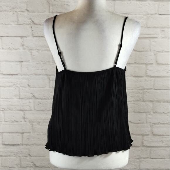 MA Madewell Black Square Neck Stretch Plissé Pleated Crop Cami Tank Top NWT M - Picture 3 of 12